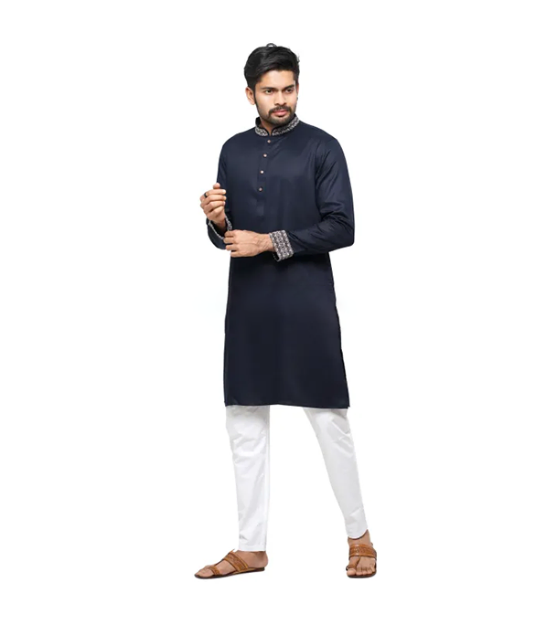 Buy GoodMan Premium Navy Blue Color Semi Long Panjabi for Men at Best Price In Bangladesh