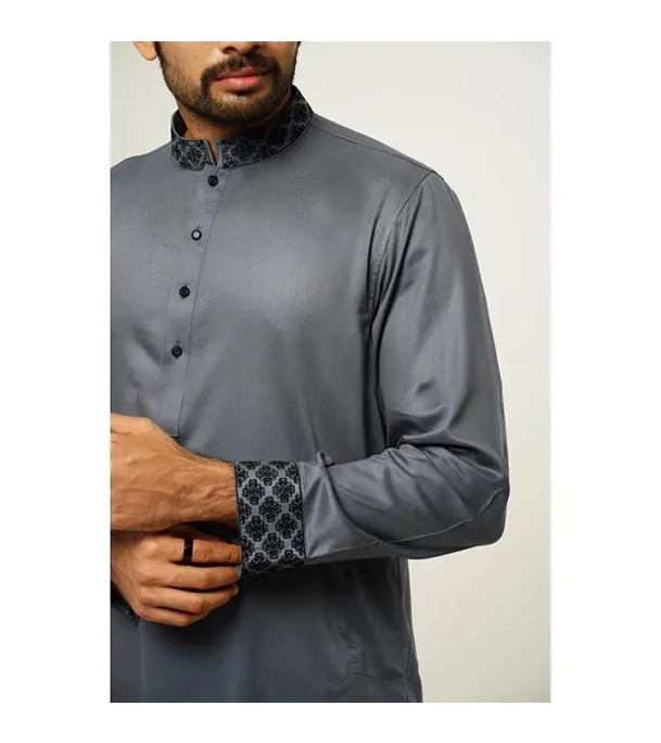 Buy GoodMan Premium Dark Ash Color Semi Long Panjabi for Men at Best Price In Bangladesh