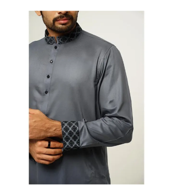 Buy GoodMan Premium Dark Ash Color Semi Long Panjabi for Men at Best Price In Bangladesh