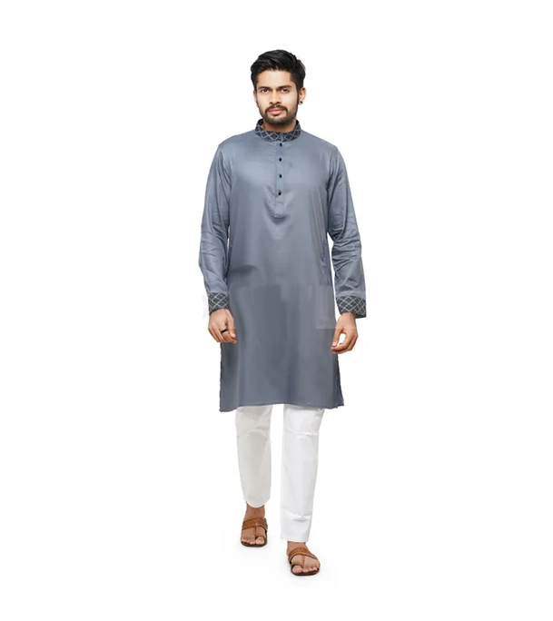 Buy GoodMan Premium Dark Ash Color Semi Long Panjabi for Men at Best Price In Bangladesh