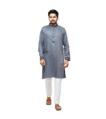 Buy GoodMan Premium Dark Ash Color Semi Long Panjabi for Men at Best Price In Bangladesh