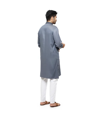 Buy GoodMan Premium Dark Ash Color Semi Long Panjabi for Men at Best Price In Bangladesh