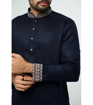 Buy GoodMan Premium Navy Blue Color Semi Long Panjabi for Men at Best Price In Bangladesh