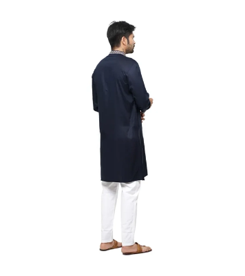 Buy GoodMan Premium Navy Blue Color Semi Long Panjabi for Men at Best Price In Bangladesh