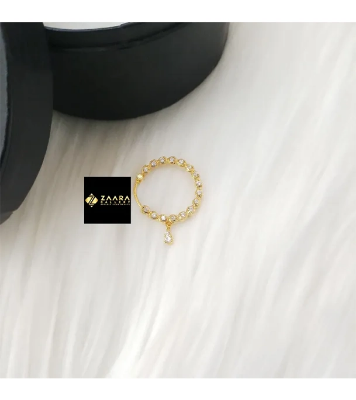 Picture of Diamond Cut AD stone Golden & Silver Piercing Nose Pin (Medium) for Girls & Women - 1 Piece