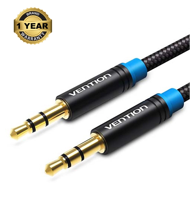 Buy VENTION P350AC500-B-M Cotton Braided 3.5mm Male to Male Audio Cable 5M Black Metal Type Online	