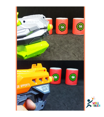Buy Fires Foam Shooter Plastic Soft Bull-et Blaster Space Toy Gun With Suction Target Drum & Bullet at Best Price in Bangladesh