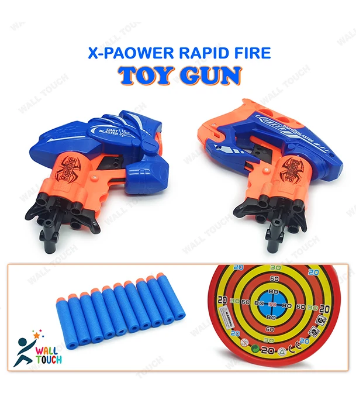 Buy X-Paower Rapid Fire Dart Blasting Air Shoot Plastic Soft Bullet Blaster Toy Double GUN With Suction Target Board For Kids at Best Price in Bangladesh