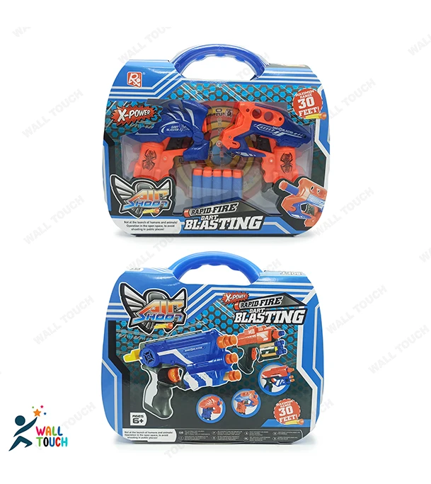 Buy X-Paower Rapid Fire Dart Blasting Air Shoot Plastic Soft Bullet Blaster Toy Double GUN With Suction Target Board For Kids at Best Price in Bangladesh