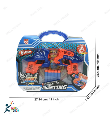 Buy X-Paower Rapid Fire Dart Blasting Air Shoot Plastic Soft Bullet Blaster Toy Double GUN With Suction Target Board For Kids at Best Price in Bangladesh