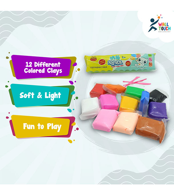 Buy Super Light Clay Drying Light Polymer Plasticine Modeling Handmade Educational Toy-12pcs at Best Price in Bangladesh