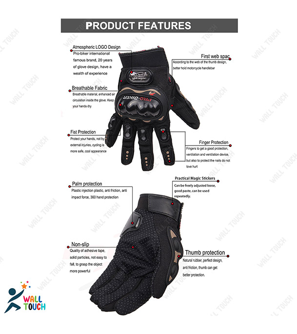 Buy PROBIKER- Moto sports gear Motorcycle Racing Synthetic Leather FULL Finger Gloves With Protection Bike Safety For BIKER at Best Price in Bangladesh