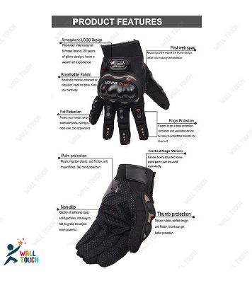 Buy PROBIKER- Moto sports gear Motorcycle Racing Synthetic Leather FULL Finger Gloves With Protection Bike Safety For BIKER at Best Price in Bangladesh