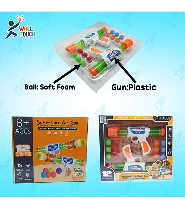 Buy 2 pcs Blaster Shooter Gun Battle Toy for Kids with 12 Soft Foam Balls at Best Price in Bangladesh