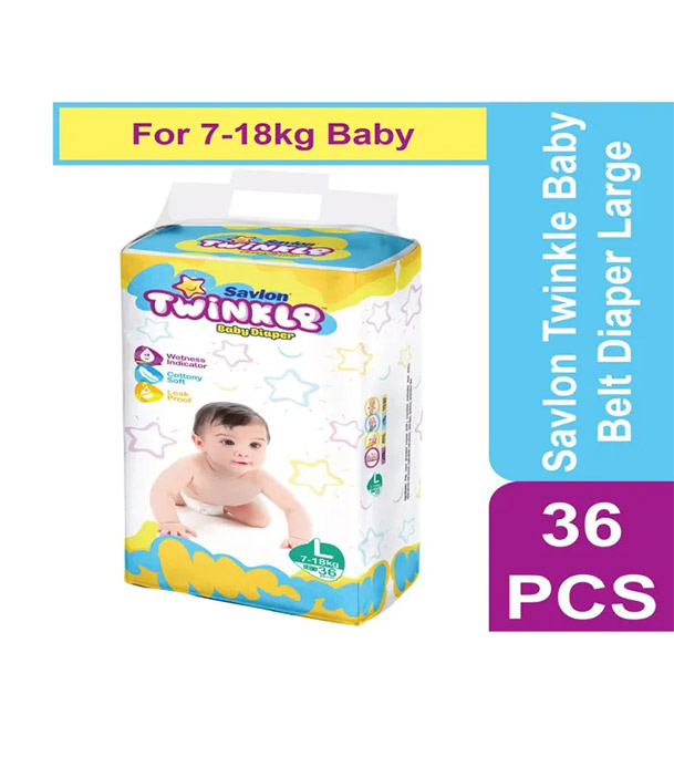 Savlon Twinkle Baby Belt Diaper L - 7-18 kg - 36 Pcs