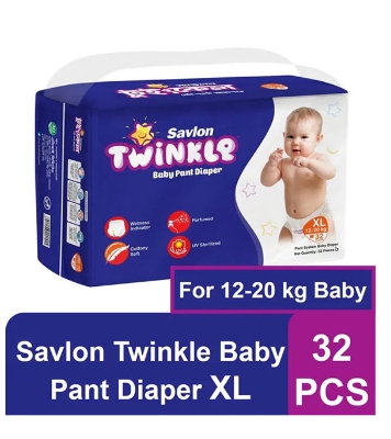 Picture of Savlon Twinkle Baby Pant Diaper XL (12-20 kg)  32 Pcs