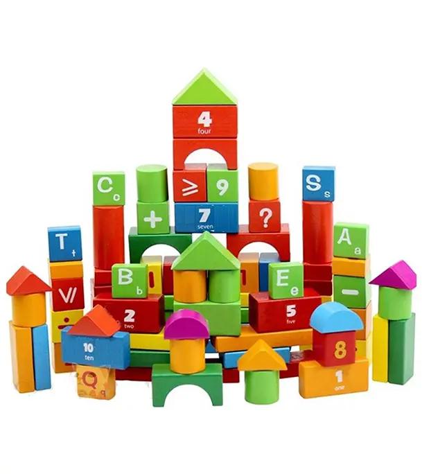 Picture of Kids Wooden Montessori Education Multicolor Building Blocks Toys