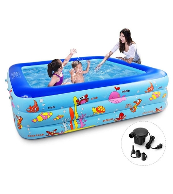 Picture of Inflatable Swimming Pool Adults & Kids Baby Pool Bathing Tub Outdoor Indoor 120 Cmx 90cmx36cm With Electric Pumper