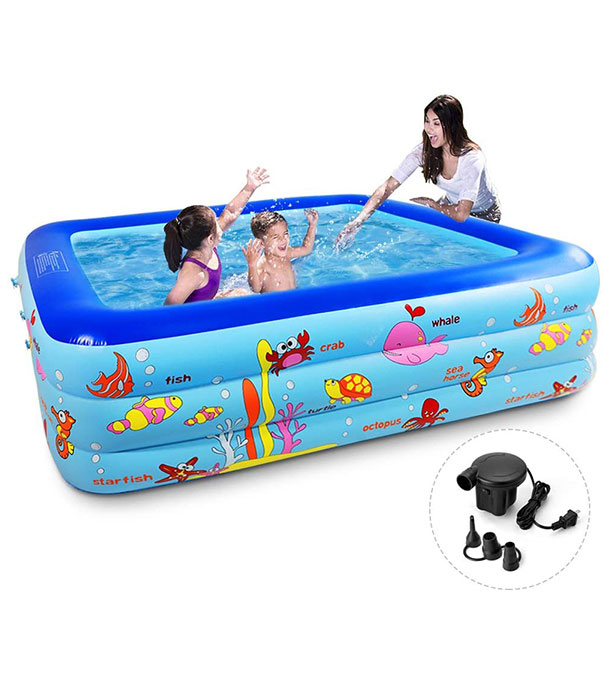 Picture of Inflatable Swimming Pool Adults & Kids Baby Pool Bathing Tub Outdoor Indoor 120 Cmx 90cmx36cm With Electric Pumper