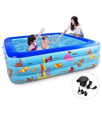 Picture of Inflatable Swimming Pool Adults & Kids Baby Pool Bathing Tub Outdoor Indoor 120 Cmx 90cmx36cm With Electric Pumper