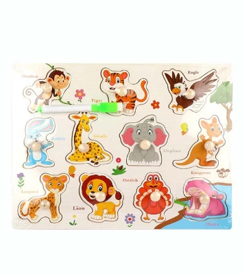 Buy Baby Early Learning  Wooden English  Animal namer Puzzle With Board Multicolor  Online
