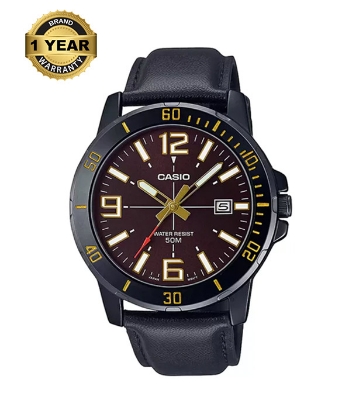 Buy Casio Enticer Date Black Belt Watch MTP-VD01BL-5BVUDF Online 