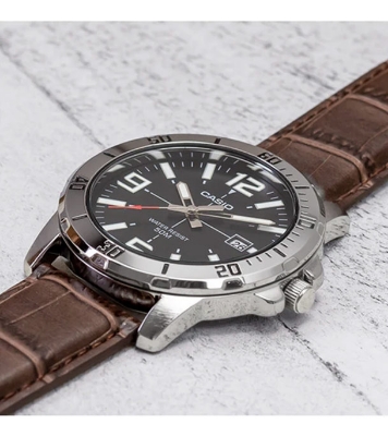 Buy Casio Enticer Date Silver Belt Watch MTP-VD01L-1BVUDF Online 