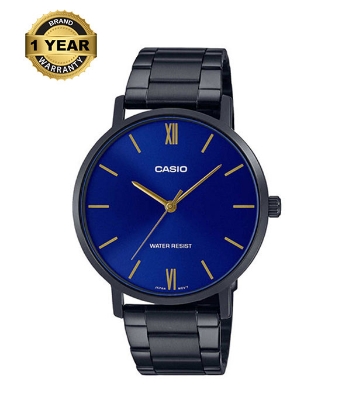 Buy Casio MTP-VT01B-2BUDF Blue Dial Black Band Men’s Watch Online 