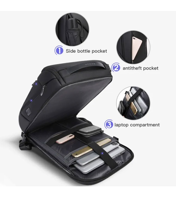 Buy BANGE BG 2517 Premium Backpack Anti Theft Water Repellent Fabric Laptop Bag With USB Charging Online