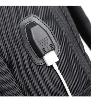 Buy Bange BG-1922 16 inch Men Oxford Fabric Waterproof Backpack with USB Port(Black)  Online