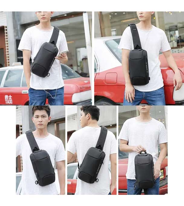 OZUKO 9223 Anti-theft Men Chest Bag Waterproof Crossbody Bag