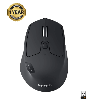 Picture of Logitech M720 Triathlon Multi-Device Wireless Mouse, Bluetooth, USB Unifying Receiver Black