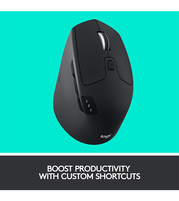 Picture of Logitech M720 Triathlon Multi-Device Wireless Mouse, Bluetooth, USB Unifying Receiver Black