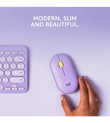 Picture of Logitech M350 Bluetooth or USB - Silent, Slim Wireless Mouse  Lavender Lemonade