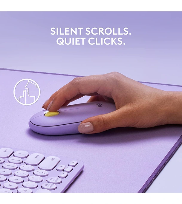 Picture of Logitech M350 Bluetooth or USB - Silent, Slim Wireless Mouse  Lavender Lemonade