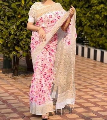 Picture of Women's Half Silk Skin Print Saree