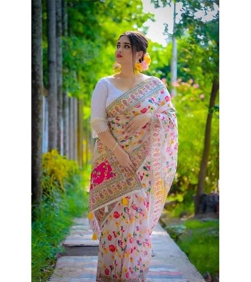 Picture of Women's Half Silk Skin Print Saree