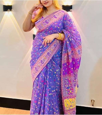 Picture of Women's Half Silk Skin Print Saree