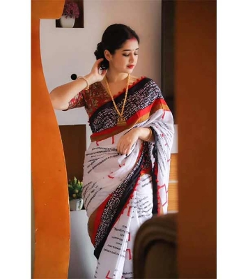Picture of Women's Half Silk Skin Print Saree