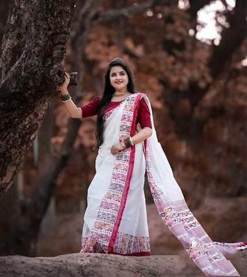 Picture of Women's Half Silk Skin Print Saree