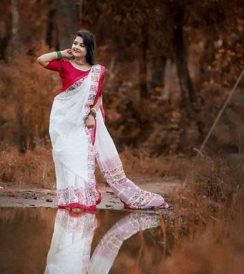 Picture of Women's Half Silk Skin Print Saree