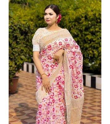 Picture of Women's Half Silk Skin Print Saree