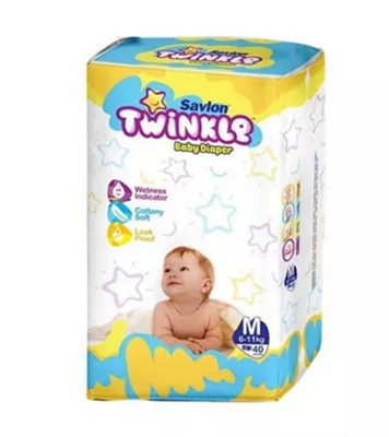 Buy Savlon Twinkle Baby Belt Diaper M - 6-11 kg - 40 Pcs Online 