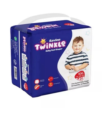 Buy Savlon Twinkle Baby Pant Diaper XXL - 14-25 kg - 24 Pcs Online 