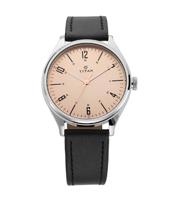 Buy TITAN Workwear Watch with Champagne Dial Leather Strap 1802SL03 Online at Best Price In Bangladesh