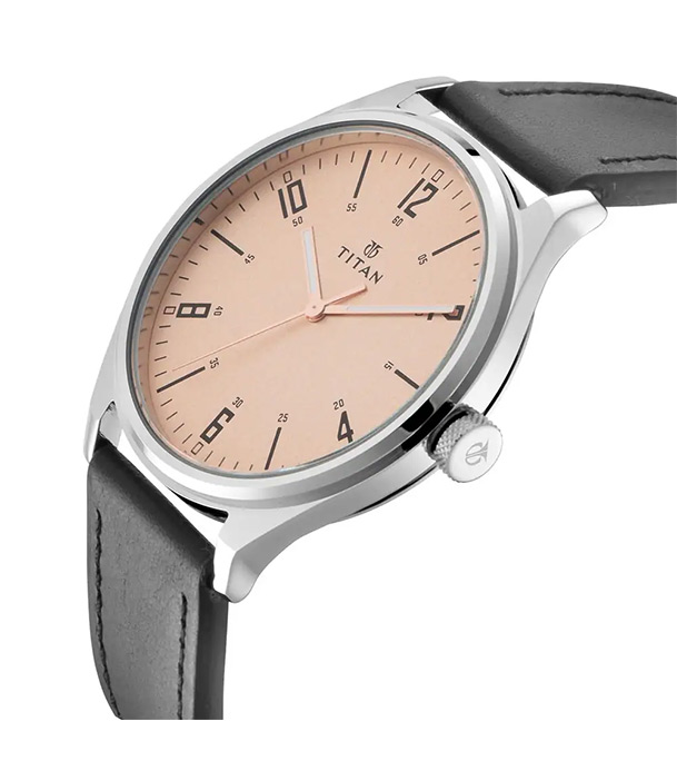 Buy TITAN Workwear Watch with Champagne Dial Leather Strap 1802SL03 Online at Best Price In Bangladesh