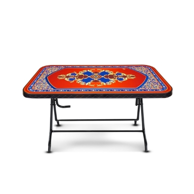 Buy Dining Table 6 Seat Semi Rtg SL Print Stone Black Online at Best Price