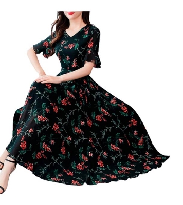 Picture of China Linen Printed One Pcs Long Gown 