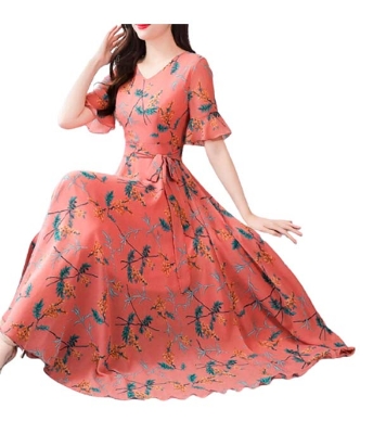 Picture of China Linen Printed One Pcs Long Gown 