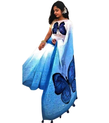 Picture of Exclusive Hand Print Half Silk Sharee